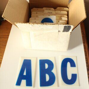 4" Plastic Blue Readerboard Marquee Sign 141 Letters/Numbers  Vintage